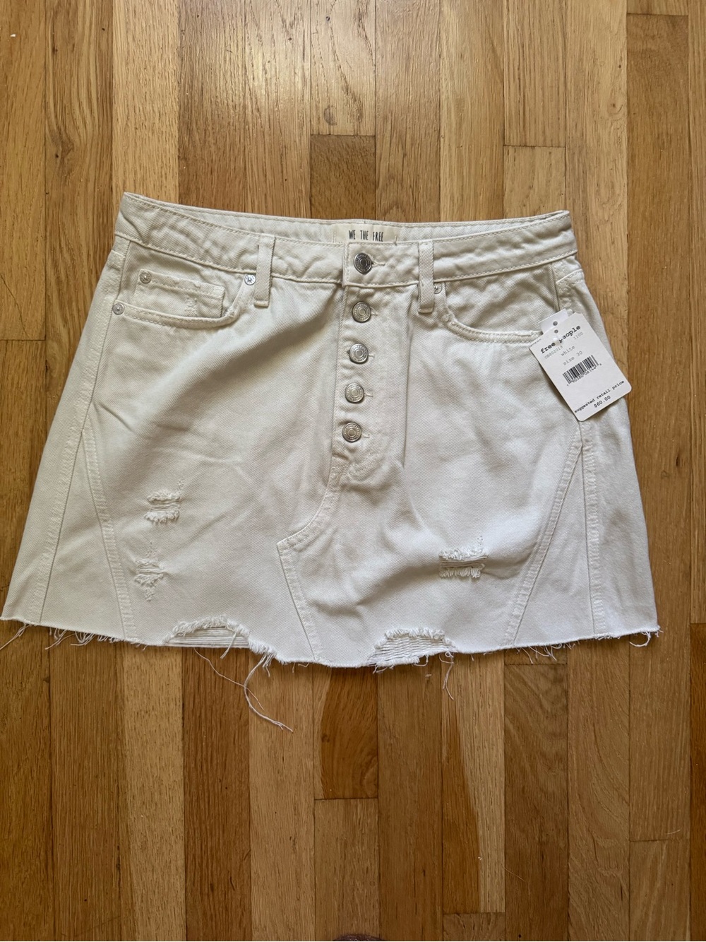 Free People White Denim Skirt with Tag